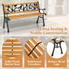 imageGiantex 495 3Person Outdoor Bench with Floral Pattern Backrest Slatted Seat 470 Lbs Weight Capacity Curved Armrests Cast Iron Metal Bench for Park Outside Patio Porch Yard Garden