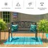 imageGiantex 50 Patio Garden Bench Loveseats Park Yard Furniture Black Steel Cast Iron Frame Chair Metal Bench Outdoor with Floral Scroll Pattern