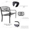 imageGiantex 50 Patio Garden Bench Loveseats Park Yard Furniture Black Steel Cast Iron Frame Chair Metal Bench Outdoor with Floral Scroll Pattern