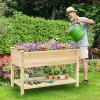 imageGiantex 65 Wooden Raised Garden Bed wTrellis on Wheels Mobile Elevated Planter Box wLegs Liner amp Drainage Holes for Climbing Plant Vegetable Herb Flower Outdoor Garden Box Backyard Balcony1
