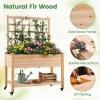 imageGiantex 65 Wooden Raised Garden Bed wTrellis on Wheels Mobile Elevated Planter Box wLegs Liner amp Drainage Holes for Climbing Plant Vegetable Herb Flower Outdoor Garden Box Backyard Balcony1