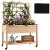 imageGiantex 65 Wooden Raised Garden Bed wTrellis on Wheels Mobile Elevated Planter Box wLegs Liner amp Drainage Holes for Climbing Plant Vegetable Herb Flower Outdoor Garden Box Backyard Balcony1