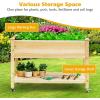 imageGiantex 65 Wooden Raised Garden Bed wTrellis on Wheels Mobile Elevated Planter Box wLegs Liner amp Drainage Holes for Climbing Plant Vegetable Herb Flower Outdoor Garden Box Backyard Balcony1