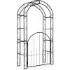 imageGiantex 84 Garden Arbor with Gate HeavyDuty Metal Arch Trellis for Climbing Plants Vines Roses Wedding Archway for Ceremony Pathway amp Outdoor Decoration Patio Pergola for Backyard Lawn45w X 84h
