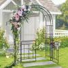 imageGiantex 84 Garden Arbor with Gate HeavyDuty Metal Arch Trellis for Climbing Plants Vines Roses Wedding Archway for Ceremony Pathway amp Outdoor Decoration Patio Pergola for Backyard Lawn54W x 84H