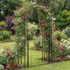 imageGiantex 84 Garden Arbor with Gate HeavyDuty Metal Arch Trellis for Climbing Plants Vines Roses Wedding Archway for Ceremony Pathway amp Outdoor Decoration Patio Pergola for Backyard Lawn45w X 84h