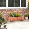 imageGiantex Acacia Wood Raised Garden Bed 44x23x16 Rectangular Planter Box wBlack Liner for Growing Vegetable Flower Herb Fruit Easy Assembly Outdoor Planting Bed for Backyard Garden LawnBrown
