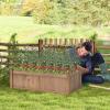 imageGiantex Acacia Wood Raised Garden Bed 44x23x16 Rectangular Planter Box wBlack Liner for Growing Vegetable Flower Herb Fruit Easy Assembly Outdoor Planting Bed for Backyard Garden LawnLight Brown