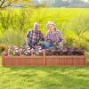imageGiantex Acacia Wood Raised Garden Bed 44x23x16 Rectangular Planter Box wBlack Liner for Growing Vegetable Flower Herb Fruit Easy Assembly Outdoor Planting Bed for Backyard Garden LawnBrown
