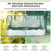 imageGiantex Galvanized Steel Raised Garden Bed with Mini Greenhouse Outdoor Metal Planter Box Kit with Large Rollup PVC Cover 71x 355x 36 Planter Raised Bed for Growing Flower Herb Vegetable FruitSilver