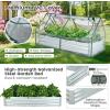 imageGiantex Galvanized Steel Raised Garden Bed with Mini Greenhouse Outdoor Metal Planter Box Kit with Large Rollup PVC Cover 71x 355x 36 Planter Raised Bed for Growing Flower Herb Vegetable FruitSilver
