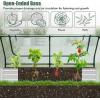 imageGiantex Galvanized Steel Raised Garden Bed with Mini Greenhouse Outdoor Metal Planter Box Kit with Large Rollup PVC Cover 71x 355x 36 Planter Raised Bed for Growing Flower Herb Vegetable FruitGreen  Silver