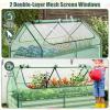 imageGiantex Galvanized Steel Raised Garden Bed with Mini Greenhouse Outdoor Metal Planter Box Kit with Large Rollup PVC Cover 71x 355x 36 Planter Raised Bed for Growing Flower Herb Vegetable FruitGreen  Silver