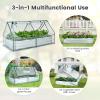 imageGiantex Galvanized Steel Raised Garden Bed with Mini Greenhouse Outdoor Metal Planter Box Kit with Large Rollup PVC Cover 71x 355x 36 Planter Raised Bed for Growing Flower Herb Vegetable FruitSilver