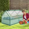 imageGiantex Galvanized Steel Raised Garden Bed with Mini Greenhouse Outdoor Metal Planter Box Kit with Large Rollup PVC Cover 71x 355x 36 Planter Raised Bed for Growing Flower Herb Vegetable FruitGreen  Silver