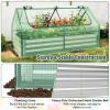 imageGiantex Galvanized Steel Raised Garden Bed with Mini Greenhouse Outdoor Metal Planter Box Kit with Large Rollup PVC Cover 71x 355x 36 Planter Raised Bed for Growing Flower Herb Vegetable FruitGreen  Silver
