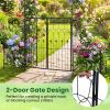 imageGiantex Garden Arbor with Gate and Planter 79 W x 81 H Metal Arch Trellis with Double Doors Outdoor Archway for Climbing Plants Weddings Backyard Patio Lawn Ceremony Party Decoration79W x 81H