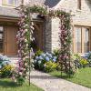 imageGiantex Garden Arbor with Gate and Planter 79 W x 81 H Metal Arch Trellis with Double Doors Outdoor Archway for Climbing Plants Weddings Backyard Patio Lawn Ceremony Party Decoration81W x 85H
