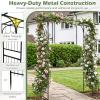 imageGiantex Garden Arbor with Gate and Planter 79 W x 81 H Metal Arch Trellis with Double Doors Outdoor Archway for Climbing Plants Weddings Backyard Patio Lawn Ceremony Party Decoration81W x 85H