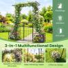imageGiantex Garden Arbor with Gate and Planter 79 W x 81 H Metal Arch Trellis with Double Doors Outdoor Archway for Climbing Plants Weddings Backyard Patio Lawn Ceremony Party Decoration79W x 81H