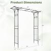 imageGiantex Garden Arbor with Gate and Planter 79 W x 81 H Metal Arch Trellis with Double Doors Outdoor Archway for Climbing Plants Weddings Backyard Patio Lawn Ceremony Party Decoration81W x 85H