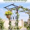 imageGiantex Garden Arbor with Gate and Planter 79 W x 81 H Metal Arch Trellis with Double Doors Outdoor Archway for Climbing Plants Weddings Backyard Patio Lawn Ceremony Party Decoration81W x 85H