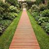 imageGiantex Garden Pathway Roll Up  12ft Wood Walkway 22 inch Width No Assembly Required Outdoor Decorative Boardwalk Sidewalk Flooring Pavers for Lawns Backyard Patio Wedding Carbonized BrownGolden Teak