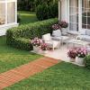 imageGiantex Garden Pathway Roll Up  12ft Wood Walkway 22 inch Width No Assembly Required Outdoor Decorative Boardwalk Sidewalk Flooring Pavers for Lawns Backyard Patio Wedding Carbonized BrownGolden Teak