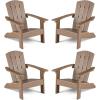 imageGiantex Kids Adirondack Chair AllWeather HIPS Childrens Outdoor Chair wErgonomic Design Toddler Lawn Chairs for Age 38 Kids Beach Chair for Garden Patio Backyard 1TurquoiseTaupe