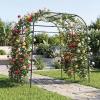 imageGiantex Metal Garden Arch Trellis for Climbing Plants Outdoor 75FT Tall Adjustable Cucumber Trellis Tunnel for Raised Garden Bed Extra Wide Garden Trellis Arch Support Vegetables Vine71x83x91
