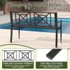 imageGiantex Metal Outdoor Bench with Backrest Curved Armrests NonSlip Foot Pads Slatted Seat for 23 Persons Load 660lbs Loveseat Patio Bench for Garden Yard Poolside Lawn Porch Park BlackBlack