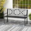 imageGiantex Metal Outdoor Bench with Backrest Curved Armrests NonSlip Foot Pads Slatted Seat for 23 Persons Load 660lbs Loveseat Patio Bench for Garden Yard Poolside Lawn Porch Park BlackBlack