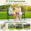 imageGiantex Metal Outdoor Bench with Backrest Curved Armrests NonSlip Foot Pads Slatted Seat for 23 Persons Load 660lbs Loveseat Patio Bench for Garden Yard Poolside Lawn Porch Park BlackBlack