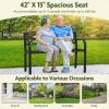 imageGiantex Outdoor Bench 455 Patio Garden Bench with Backrest Curved Armrests HeavyDuty Metal Frame Slatted Seat Outside Patio Seating Furniture for Backyard Poolside Porch Park