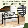 imageGiantex Outdoor Bench 455 Patio Garden Bench with Backrest Curved Armrests HeavyDuty Metal Frame Slatted Seat Outside Patio Seating Furniture for Backyard Poolside Porch Park