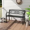 imageGiantex Outdoor Bench 455 Patio Garden Bench with Backrest Curved Armrests HeavyDuty Metal Frame Slatted Seat Outside Patio Seating Furniture for Backyard Poolside Porch Park