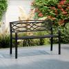 imageGiantex Outdoor Bench 455 Patio Garden Bench with Backrest Curved Armrests HeavyDuty Metal Frame Slatted Seat Outside Patio Seating Furniture for Backyard Poolside Porch Park