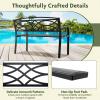 imageGiantex Outdoor Bench 455 Patio Garden Bench with Backrest Curved Armrests HeavyDuty Metal Frame Slatted Seat Outside Patio Seating Furniture for Backyard Poolside Porch Park