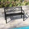 imageGiantex Outdoor Bench 455 Patio Garden Bench with Backrest Curved Armrests HeavyDuty Metal Frame Slatted Seat Outside Patio Seating Furniture for Backyard Poolside Porch Park