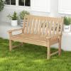 imageGiantex Outdoor Bench 52Inch Outside Bench AllWeather HDPE Park Bench with Backrest and Armrests 705 lbs Weight Capacity 2Person Slatted Patio Bench for Porch Yard Lawn Garden Bench WhiteTeak