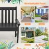imageGiantex Outdoor Bench 52Inch Outside Bench AllWeather HDPE Park Bench with Backrest and Armrests 705 lbs Weight Capacity 2Person Slatted Patio Bench for Porch Yard Lawn Garden Bench WhiteBlack
