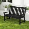 imageGiantex Outdoor Bench 52Inch Outside Bench AllWeather HDPE Park Bench with Backrest and Armrests 705 lbs Weight Capacity 2Person Slatted Patio Bench for Porch Yard Lawn Garden Bench WhiteBlack