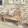 imageGiantex Outdoor Bench 52Inch Outside Bench AllWeather HDPE Park Bench with Backrest and Armrests 705 lbs Weight Capacity 2Person Slatted Patio Bench for Porch Yard Lawn Garden Bench WhiteTeak