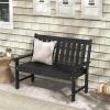 imageGiantex Outdoor Bench 52Inch Outside Bench AllWeather HDPE Park Bench with Backrest and Armrests 705 lbs Weight Capacity 2Person Slatted Patio Bench for Porch Yard Lawn Garden Bench WhiteBlack