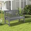 imageGiantex Outdoor Bench 52Inch Outside Bench AllWeather HDPE Park Bench with Backrest and Armrests 705 lbs Weight Capacity 2Person Slatted Patio Bench for Porch Yard Lawn Garden Bench WhiteGrey