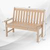 imageGiantex Outdoor Bench 52Inch Outside Bench AllWeather HDPE Park Bench with Backrest and Armrests 705 lbs Weight Capacity 2Person Slatted Patio Bench for Porch Yard Lawn Garden Bench WhiteTeak