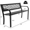 imageGiantex Outdoor Bench Garden Bench with Iron Steel Frame PVC Backrest Mesh Pattern Ergonomic Armrests 500 lbs Metal Outside Bench for Patio Park Porch Lawn Yard Balcony Path Entryway Deck46L x 20W x 30H