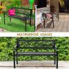 imageGiantex Outdoor Bench Garden Bench with Iron Steel Frame PVC Backrest Mesh Pattern Ergonomic Armrests 500 lbs Metal Outside Bench for Patio Park Porch Lawn Yard Balcony Path Entryway Deck46L x 20W x 30H