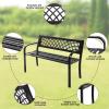 imageGiantex Outdoor Bench Garden Bench with Iron Steel Frame PVC Backrest Mesh Pattern Ergonomic Armrests 500 lbs Metal Outside Bench for Patio Park Porch Lawn Yard Balcony Path Entryway Deck46L x 20W x 30H