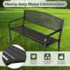 imageGiantex Outdoor Bench Garden Bench with Iron Steel Frame PVC Backrest Mesh Pattern Ergonomic Armrests 500 lbs Metal Outside Bench for Patio Park Porch Lawn Yard Balcony Path Entryway Deck5024335